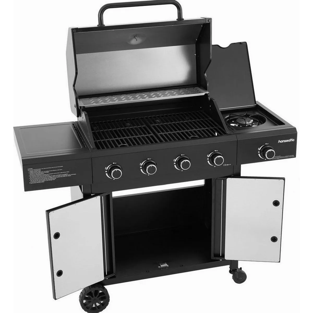 Hanseatic Rockford Black Gasgrill 4-Brenner, 14,5 kW Gesamtleistung, einfache Reinigung 3
