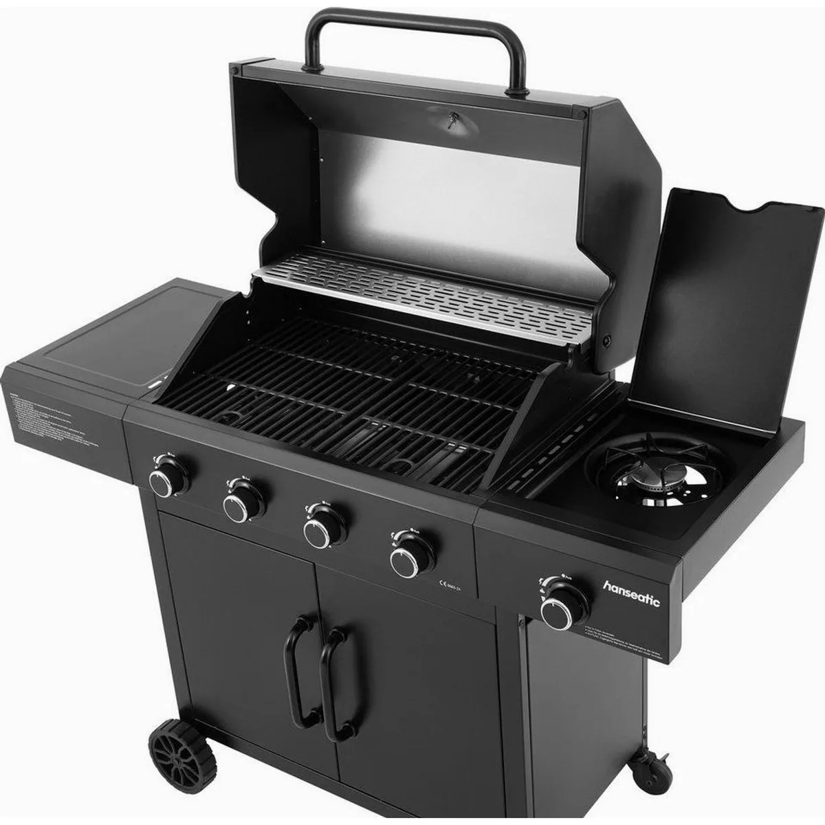 Hanseatic Rockford Black Gasgrill 4-Brenner, 14,5 kW Gesamtleistung, einfache Reinigung 4