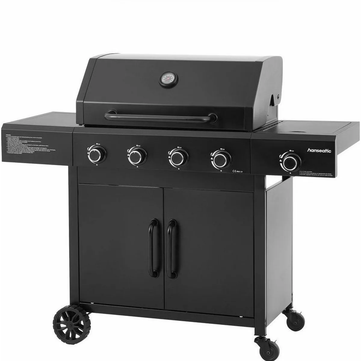 Hanseatic Rockford Black Gasgrill 4-Brenner, 14,5 kW Gesamtleistung, einfache Reinigung 5