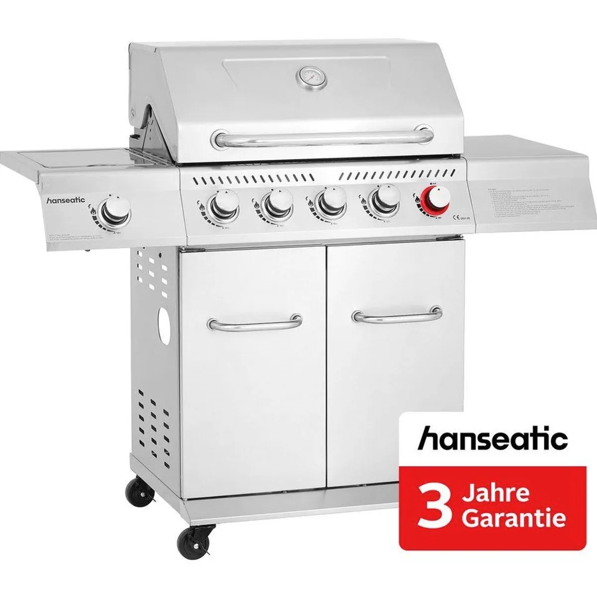 Hanseatic Gasgrill Richland, 5 Brenner + Seitenbrenner, 21,5 kW Gesamtleistung
