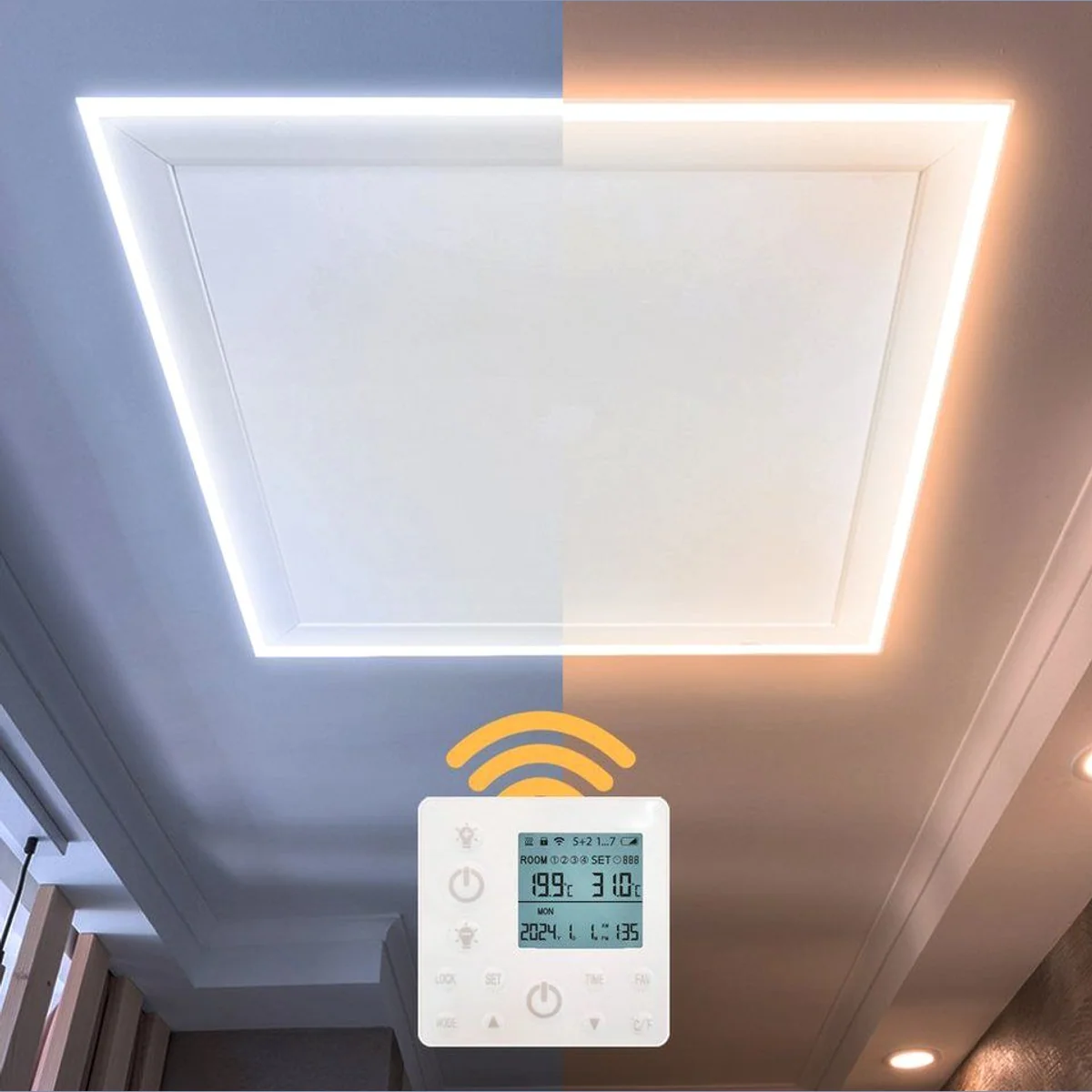 Heidenfeld HF-HP500 Infrarot-Deckenheizung, 390-800 W, LED-Beleuchtung, 10 Jahre Garantie