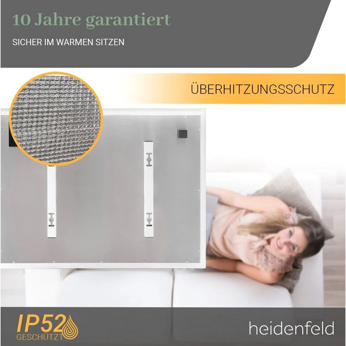 Heidenfeld HF-HP500 Infrarot-Deckenheizung, 390-800 W, LED-Beleuchtung, 10 Jahre Garantie 5