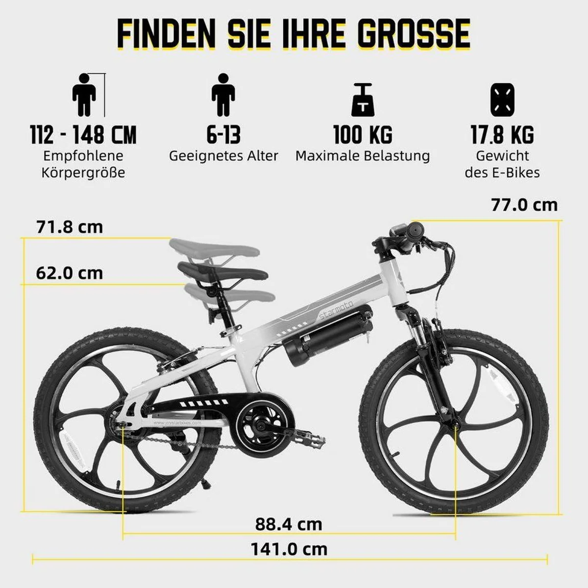 HILAND Kinder E-Bike 20 Zoll, 2 Fahrmodi, Einrohrrahmen – sicher, flexibel, stylish 4