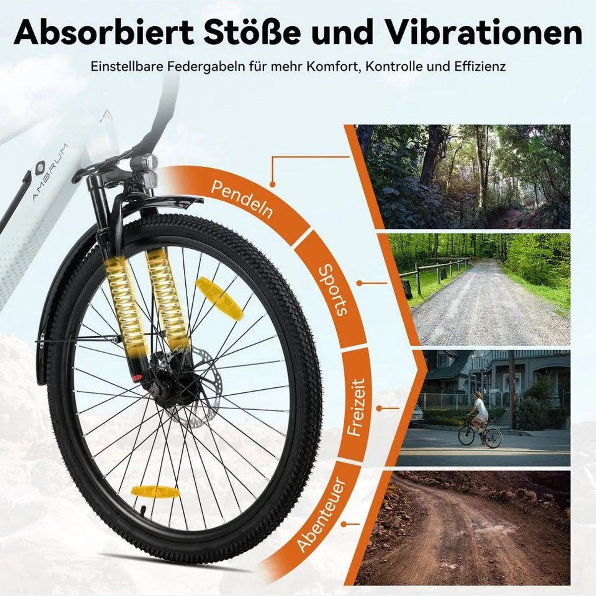 HILAND E-Bike 26" Elektro-Citybike, kraftvoller 250W Motor, 10,4Ah Akku, Gepäckträger 4