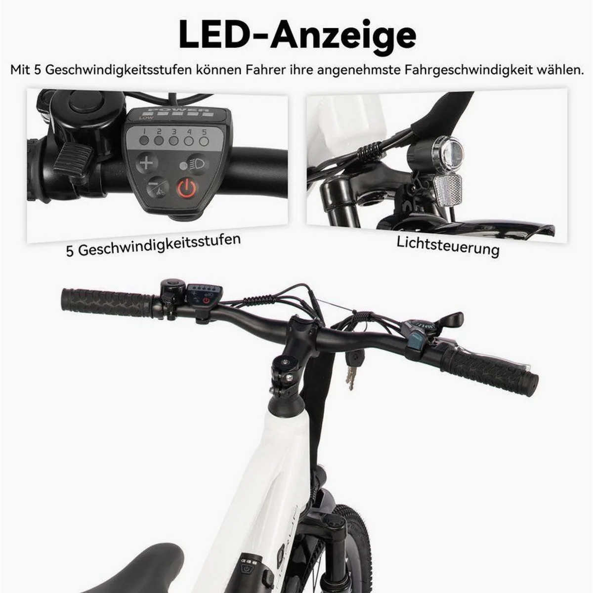 HILAND E-Bike 26" Elektro-Citybike, kraftvoller 250W Motor, 10,4Ah Akku, Gepäckträger 5
