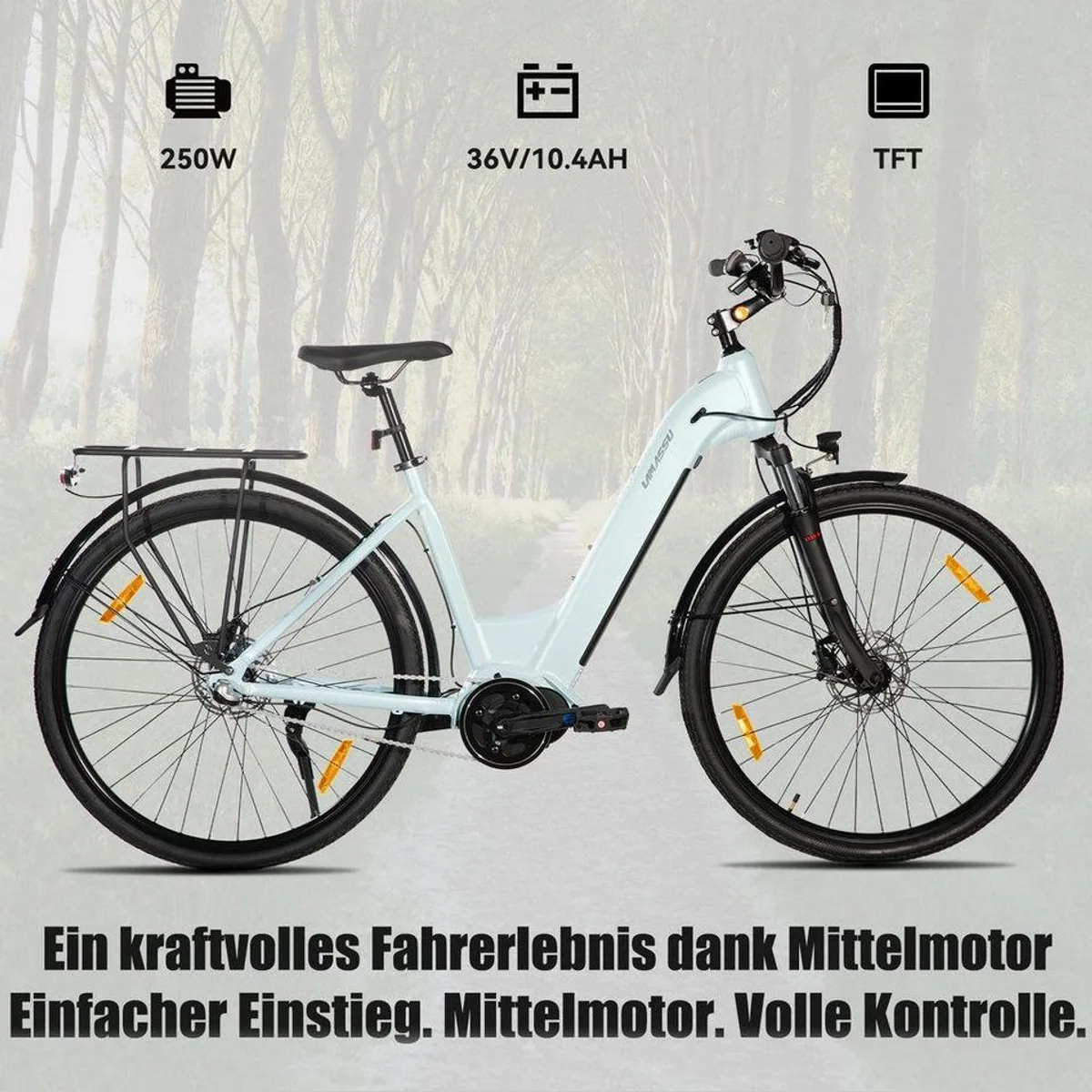 HILAND E-Bike 28 Zoll, 250W Mittelmotor, 40 km Reichweite — ideal für Stadt & Touren 2
