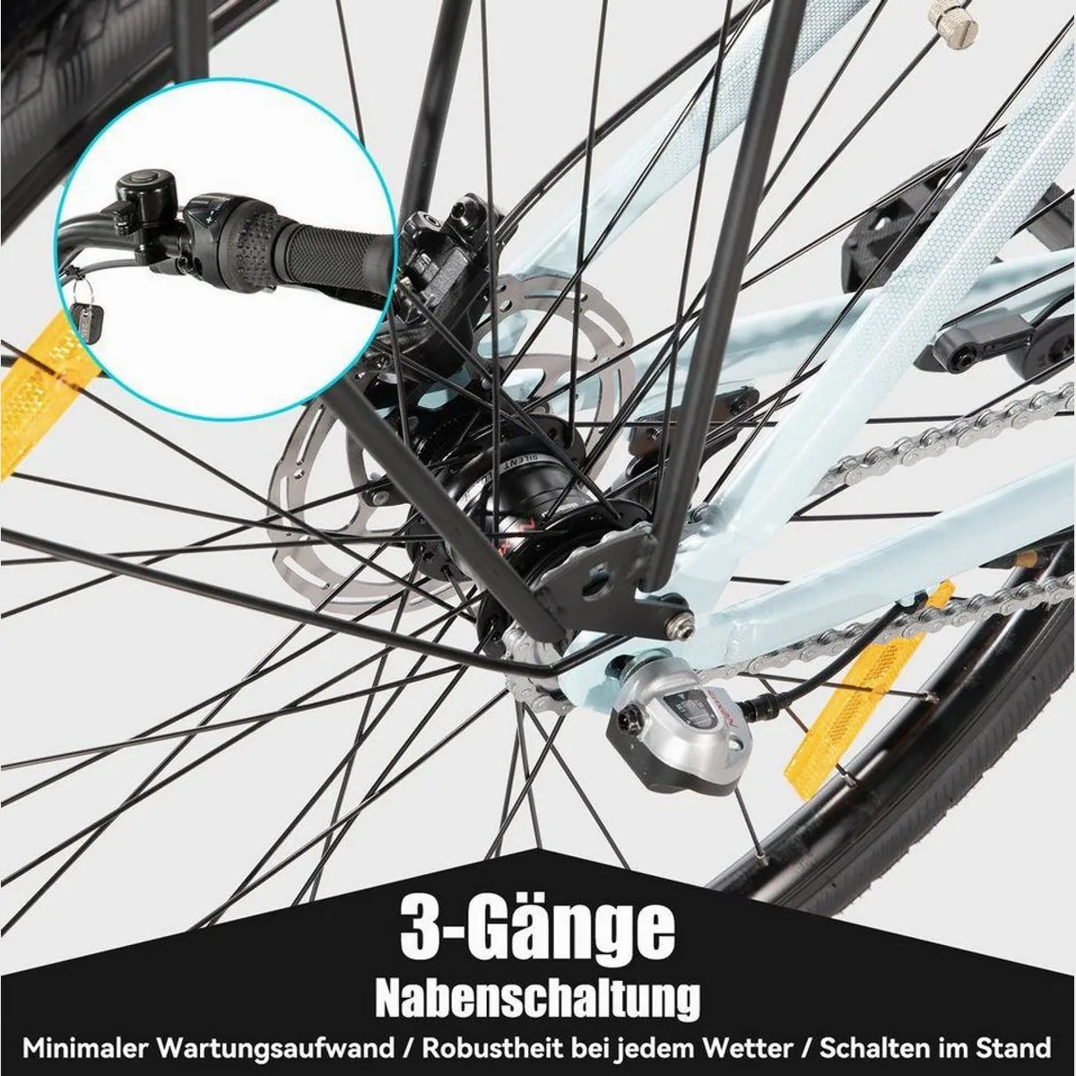 HILAND E-Bike 28 Zoll, 250W Mittelmotor, 40 km Reichweite — ideal für Stadt & Touren 5