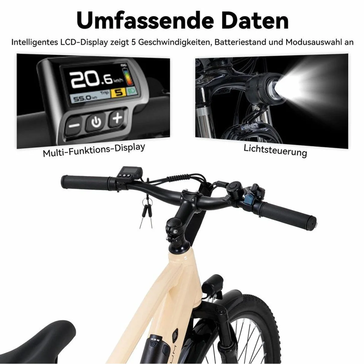HILAND E-Mountainbike 26", Shimano-Schaltung, 374,4 Wh Akku — robust, leistungsstark, vielseitig 4
