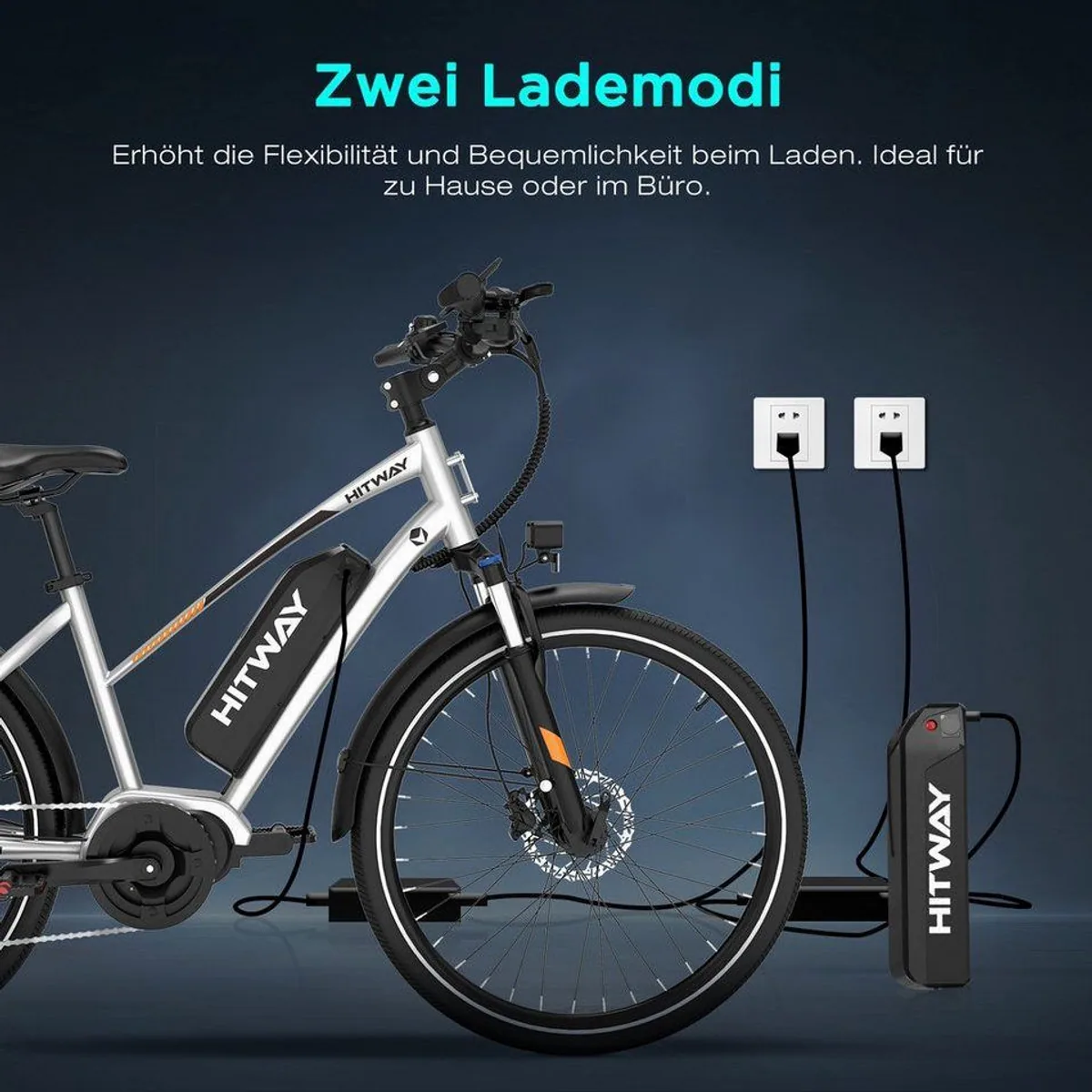 HITWAY E-Bike Trekkingrad 27,5 Zoll, 150-180 km Reichweite, 7-Gang Shimano 5