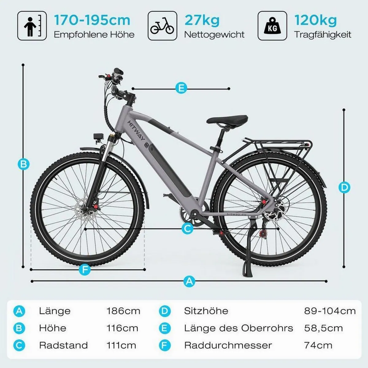 HITWAY E-Bike BK7S, 29 Zoll, 7-Gang Shimano, hohe Reichweite — komfortabel, sicher, smart 4