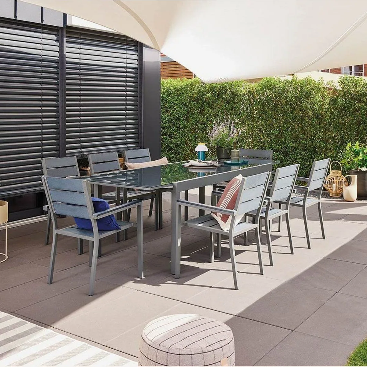 HOME DELUXE SOL MADERA Sitzgruppe, ausziehbar 180-240 cm, rostfreies Aluminium 2