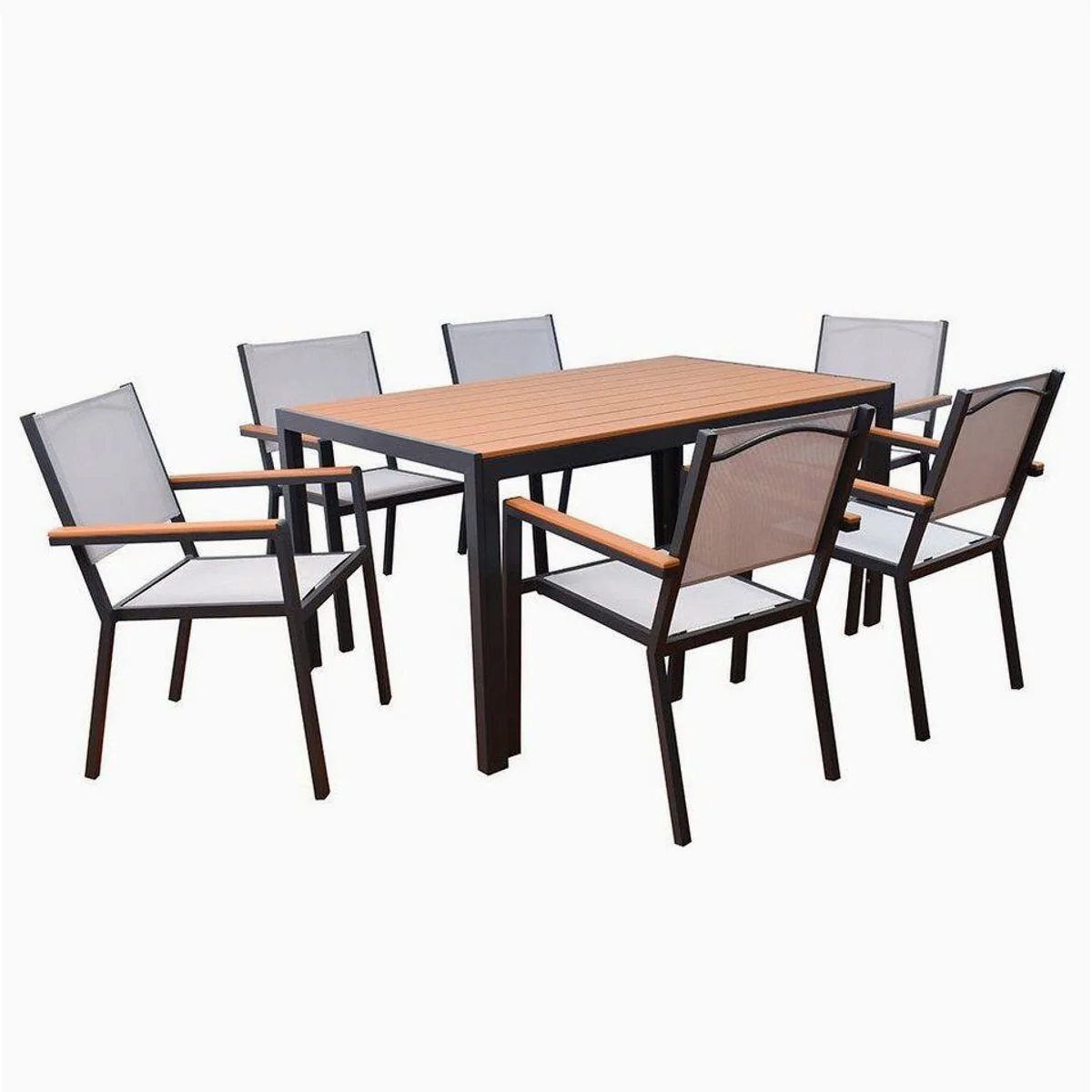 HOME DELUXE Gartentisch CANTOS SEDIA, pulverbeschichtet, witterungsbeständig, Holzoptik — 150 x 90 cm
