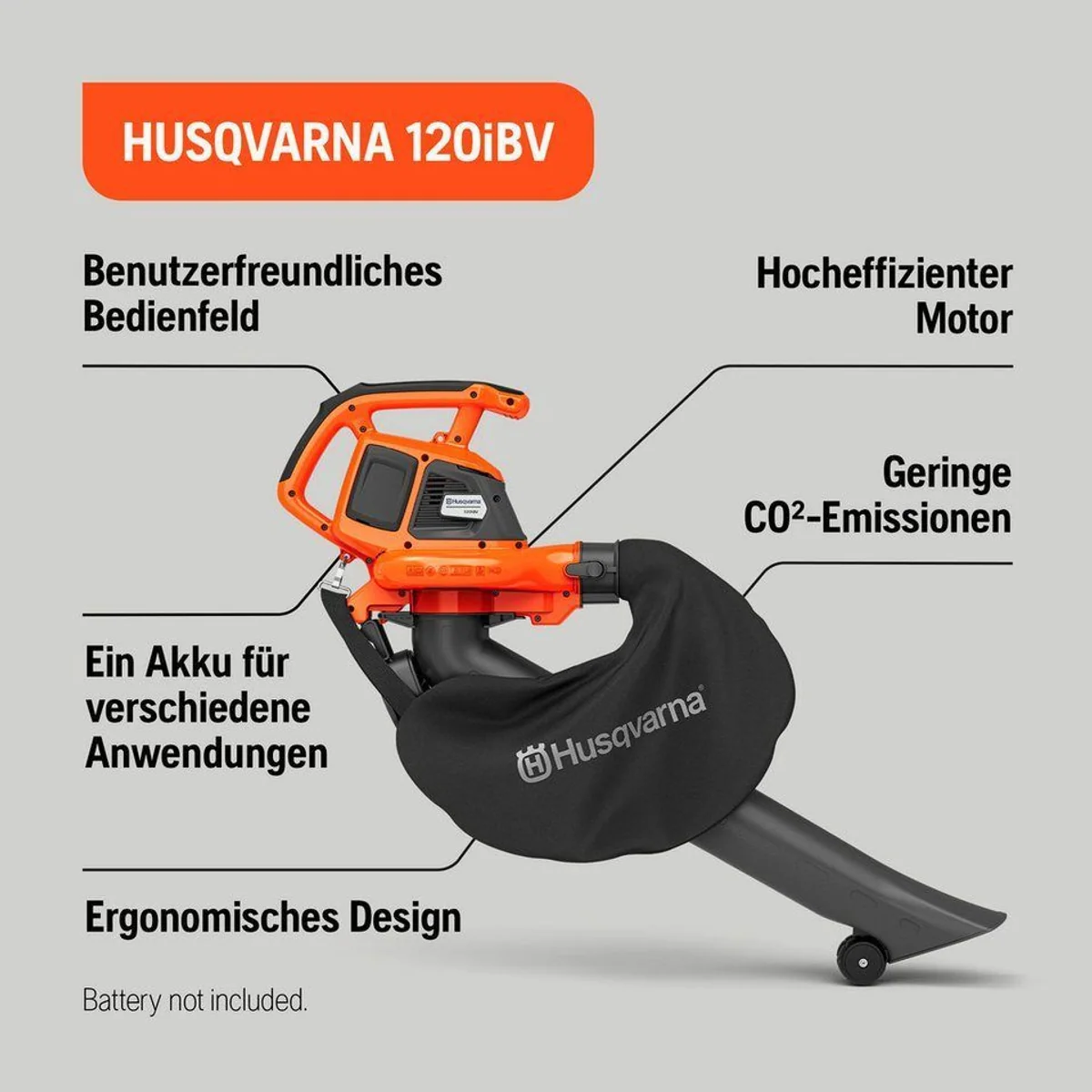 Husqvarna 120iBV Akku-Laubbläser, 36V, bürstenlos, inkl. Akku & Ladegerät 4