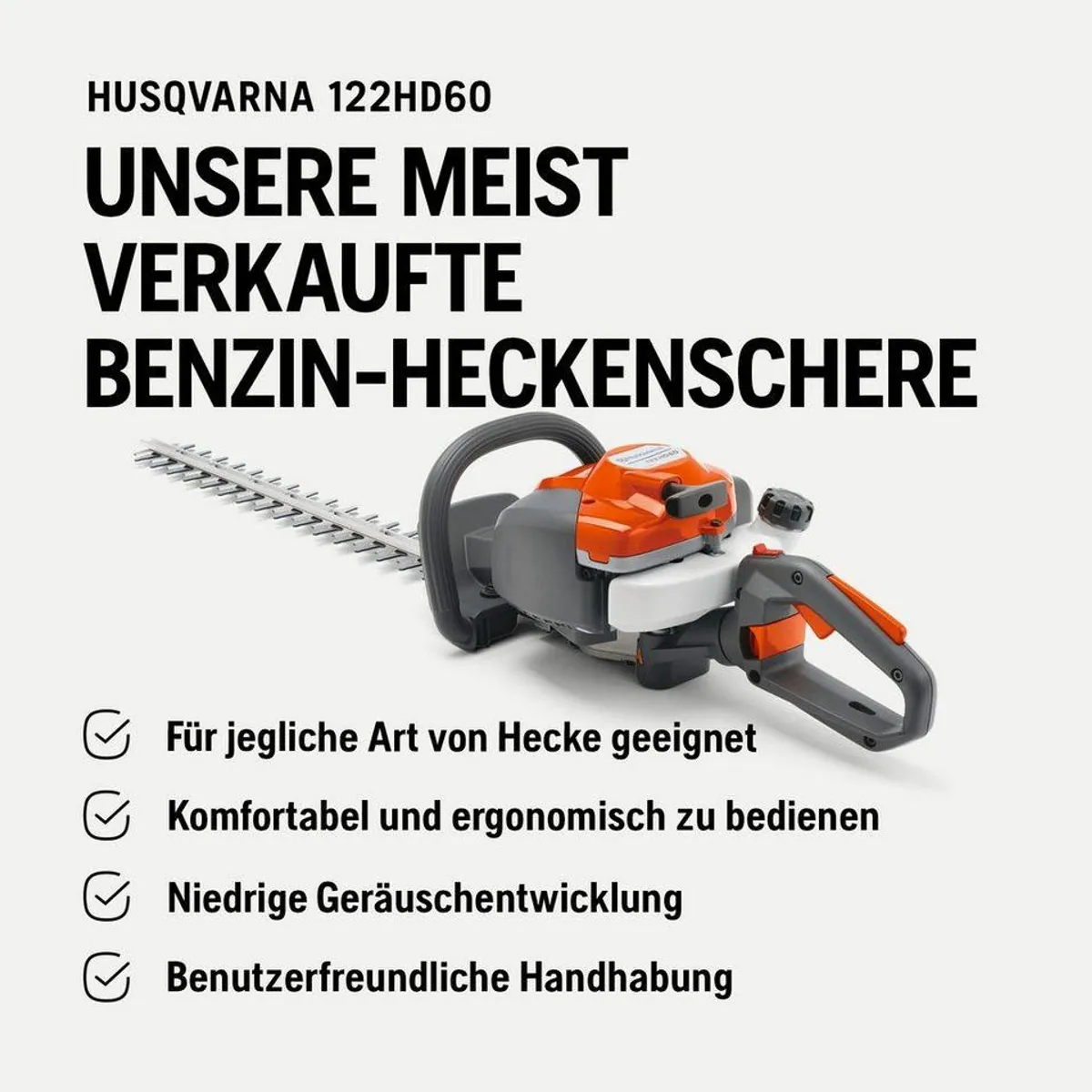 Husqvarna 122HD60 Benzin-Heckenschere, 21,7 cm³ Motor, 59 cm Schneidleiste 2