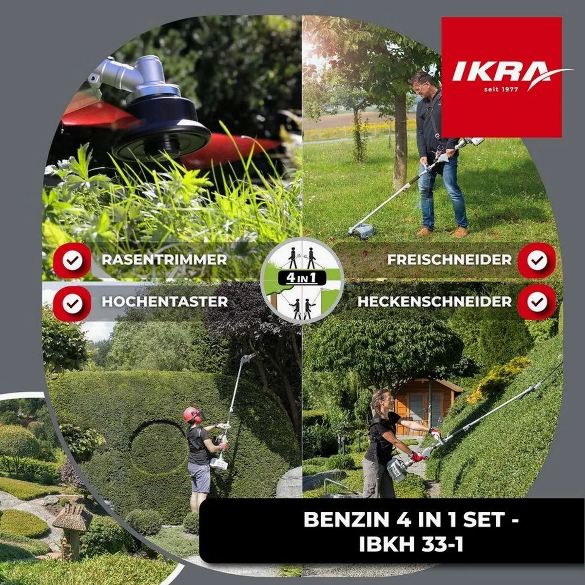 ikra Garten-Multifunktionsgerät IBKH 33-1, 4in1 Funktionen, leistungsstarker 2-Takt-Motor 5