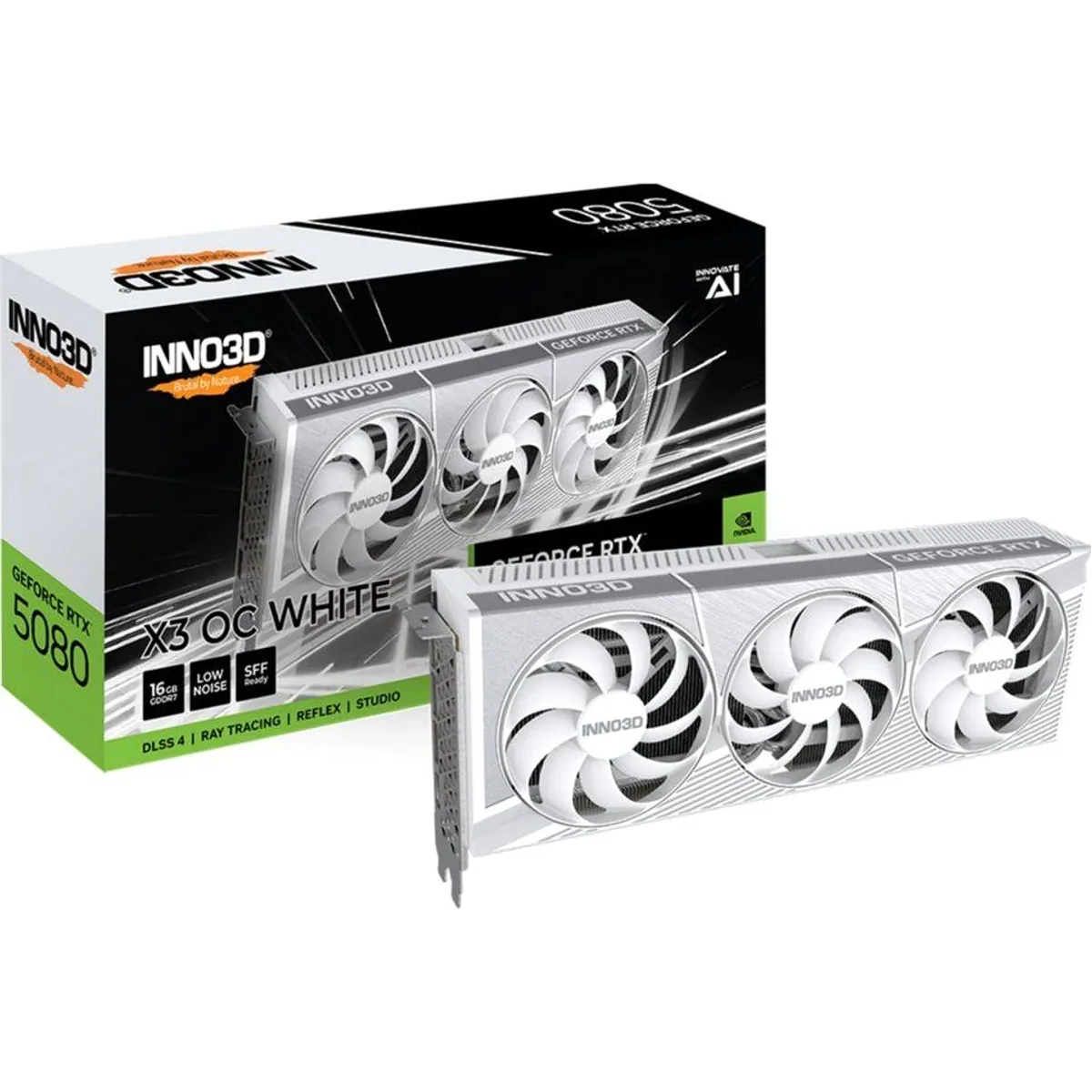 Inno3D GeForce RTX 5080 X3 OC WHITE, 16 GB GDDR7, DLSS 5, 3x DisplayPort, 1x HDMI 2.1