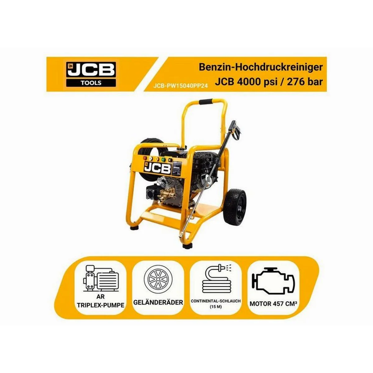 JCB PW15040PP24 Hochdruckreiniger, 276 bar, 15 l/min, 5 Düsen 3