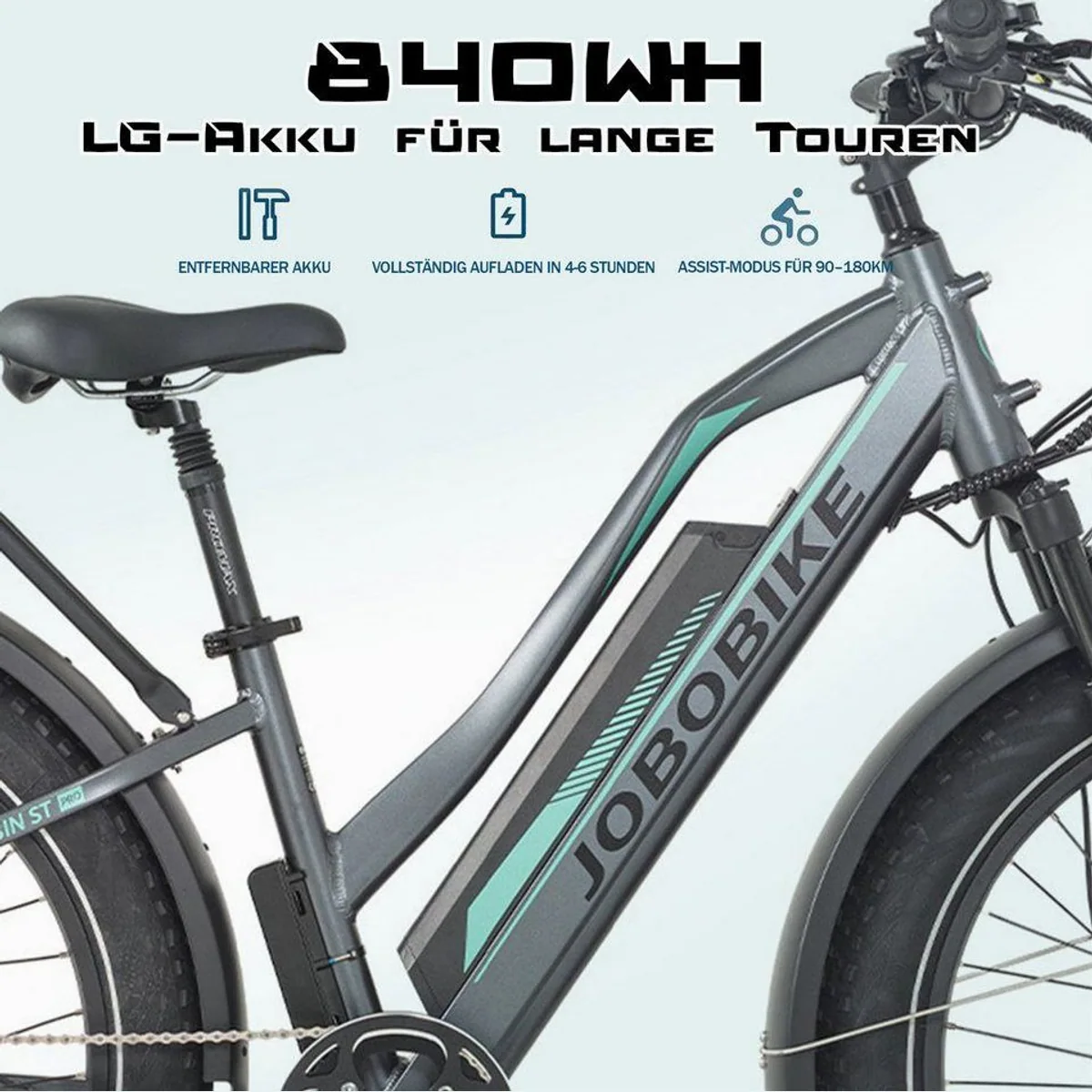 JOBOBIKE E-Bike Mountainbike 26x4 Zoll, 180km Reichweite, 80Nm Drehmoment 4