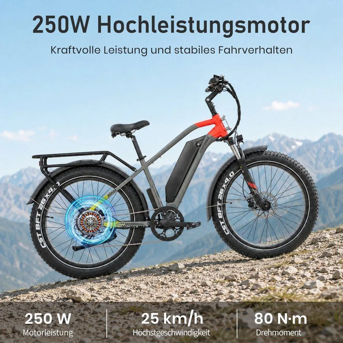 JOBOBIKE Kepler E-Bike, 180 km Reichweite, 7-Gang Shimano, hydraulische Bremsen 2