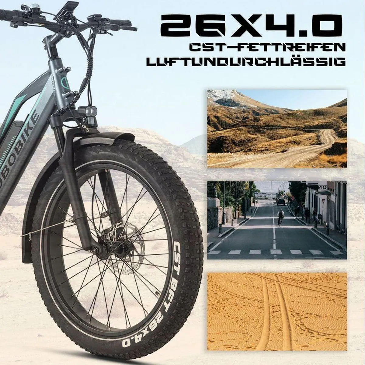 JOBOBIKE E-Bike Mountainbike, 180km Reichweite, 250W Motor, 7-Gang Shimano 3