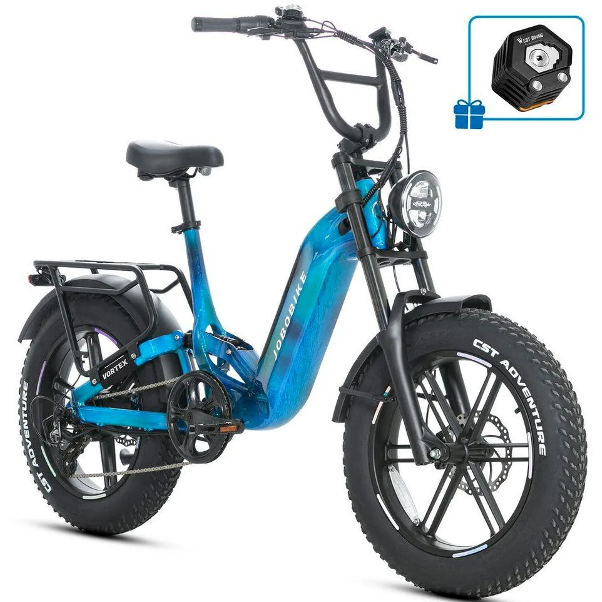 JOBOBIKE E-Mountain-Fatbike, 720Wh Akku, 150 km Reichweite, hydraulische Bremsen