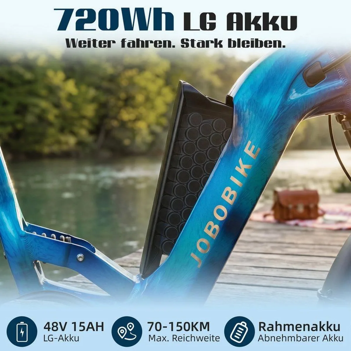 JOBOBIKE E-Mountain-Fatbike, 720Wh Akku, 150 km Reichweite, hydraulische Bremsen 4
