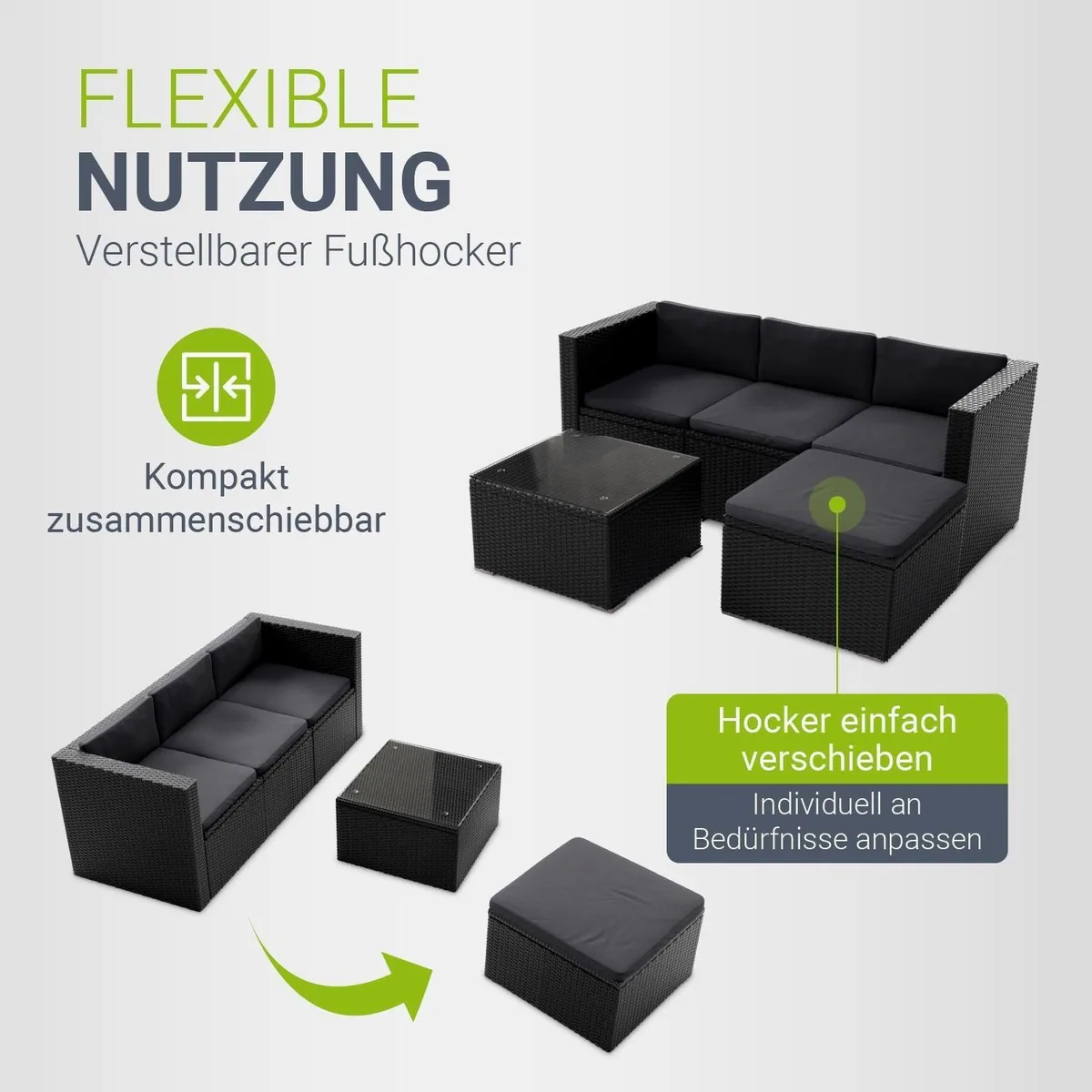 Juskys Punta Cana Gartenlounge-Set, Polyrattan, wetterfest & pflegeleicht 5