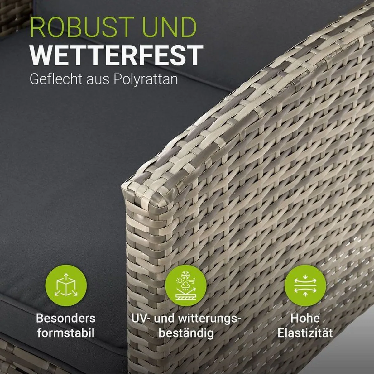 Juskys Gartenlounge-Set Turin, 6-tlg., für 7 Personen, wetterfest und pflegeleicht 4