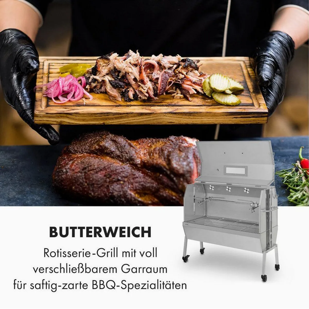 Klarstein Sauenland Pro XL Holzkohlegrill, präzise Temperaturkontrolle, Edelstahl-Drehspieß 2