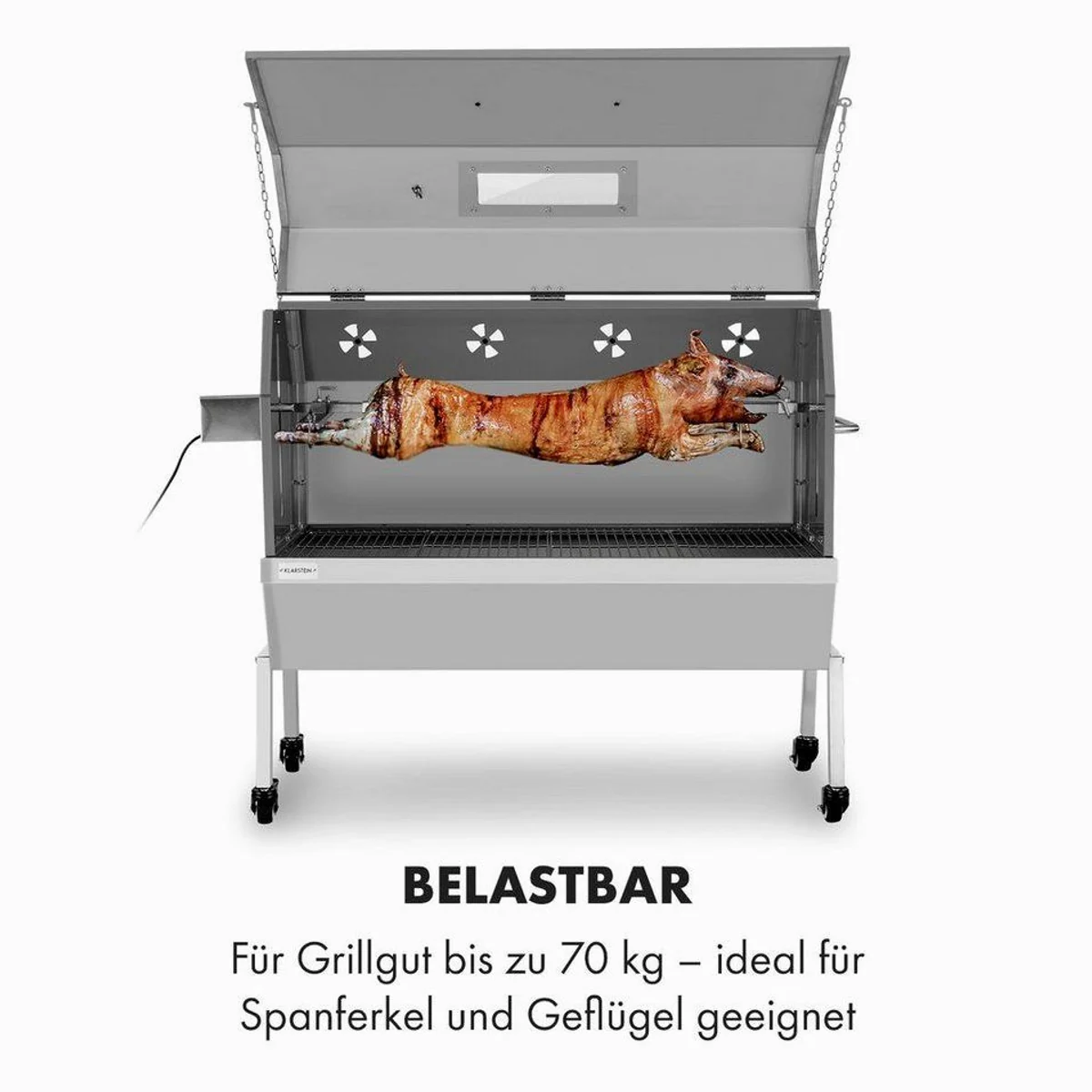 Klarstein Sauenland Pro XL Holzkohlegrill, präzise Temperaturkontrolle, Edelstahl-Drehspieß 4