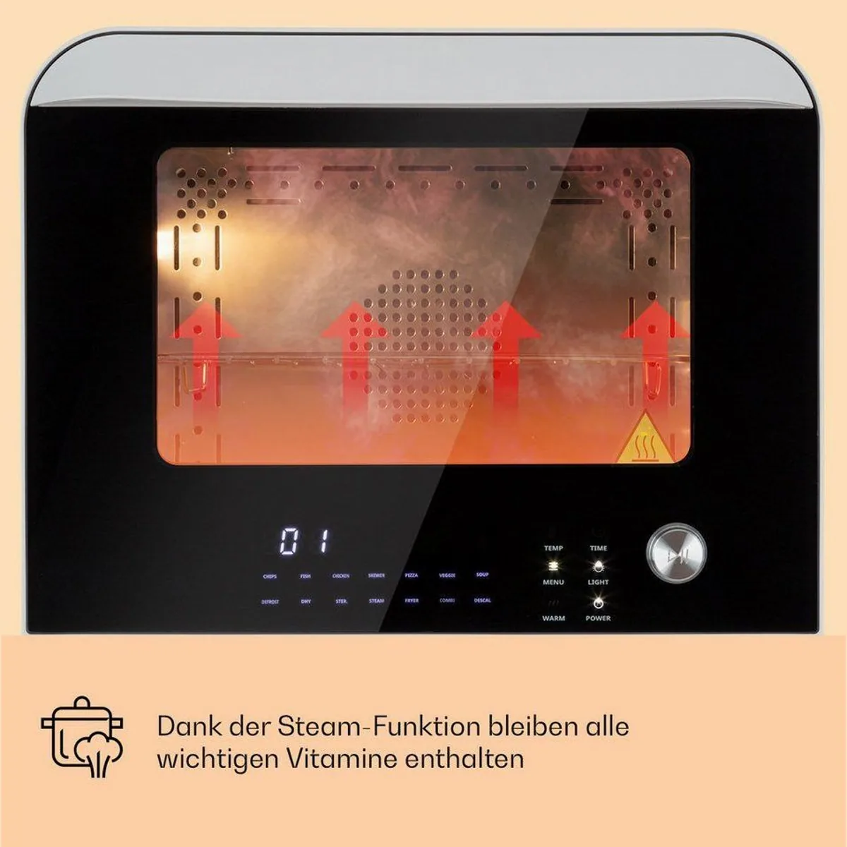Klarstein Vita-Pro Steam Heißluftfritteuse, 2450 W, 18 Liter, Dampfgarer 3