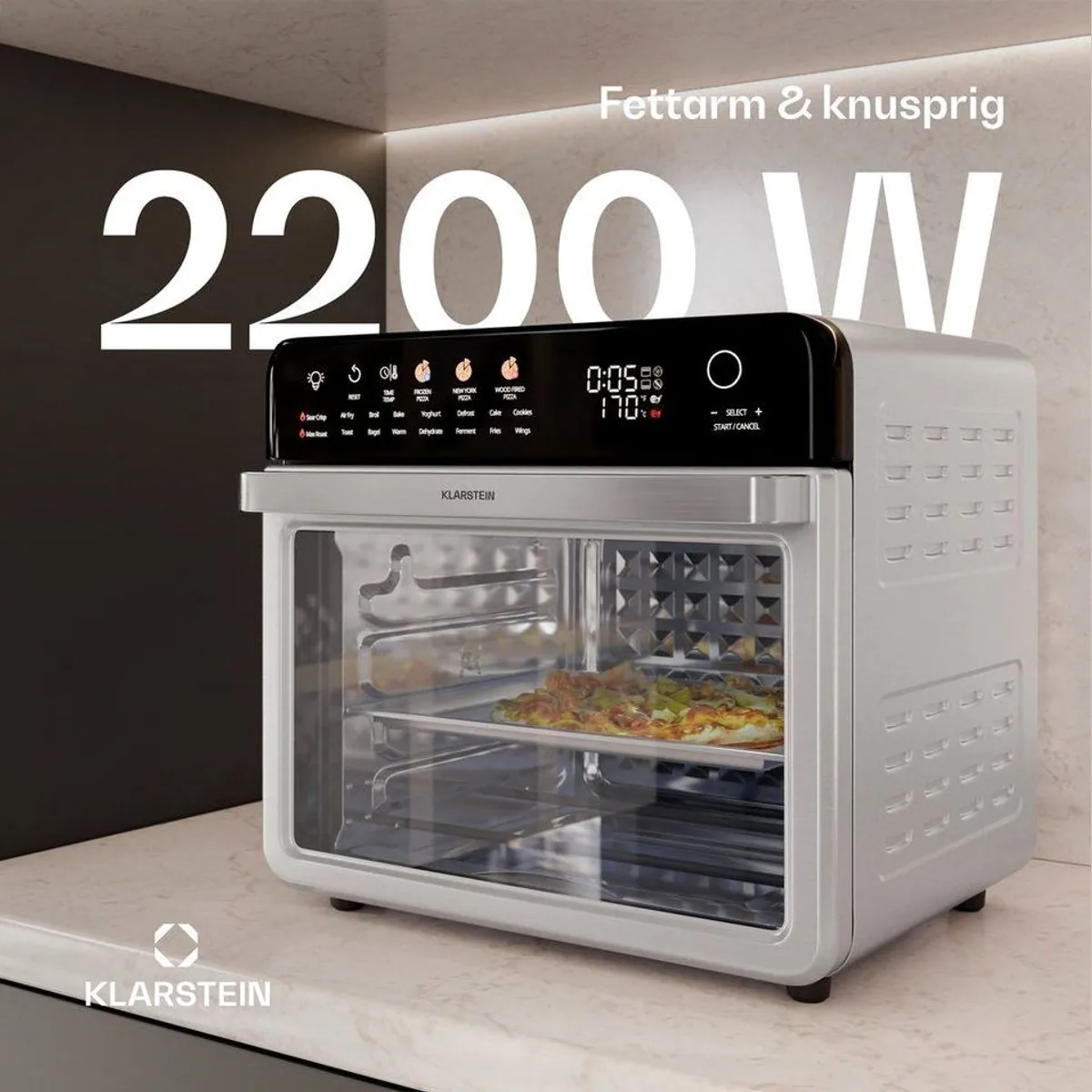Klarstein Heißluftfritteuse, 2000 W, 34L, 16 Programme, rotisserie-fähig 4