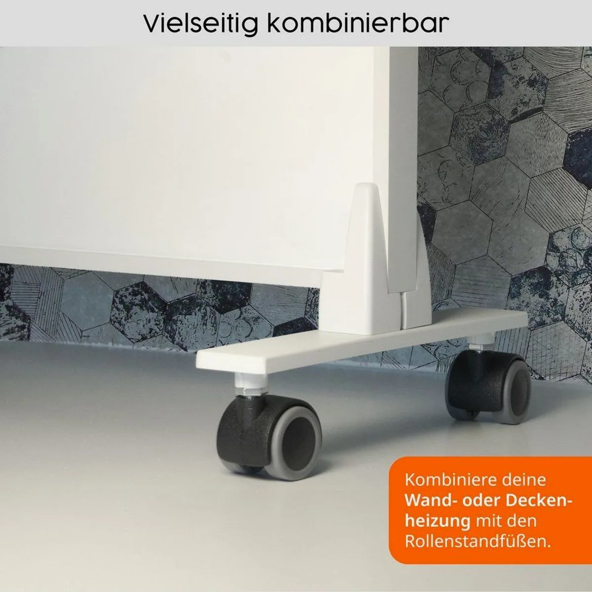 Könighaus Infrarotheizung Standgerät 1000W, Ultra HD Bilddruck, mobile Rollenstandfüße 3