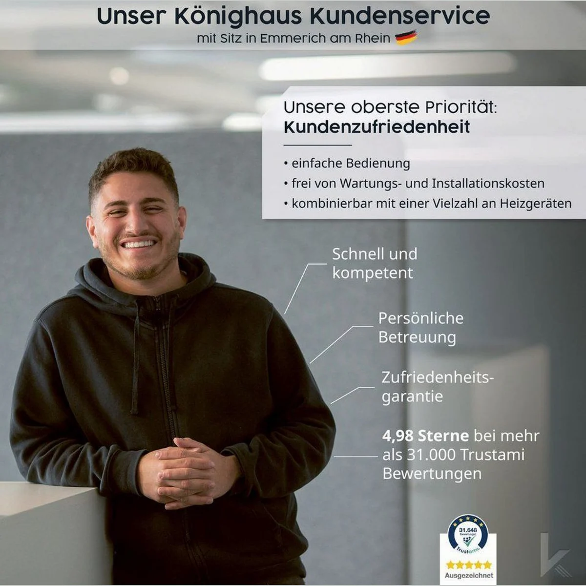 Könighaus Infrarotheizung Standgerät 1000W, Ultra HD Bilddruck, mobile Rollenstandfüße 4