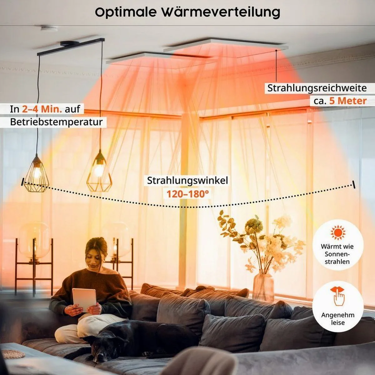 Könighaus Infrarotheizung LED Deckenheizung, Steuerung per Fernbedienung, IP44-zertifiziert 3