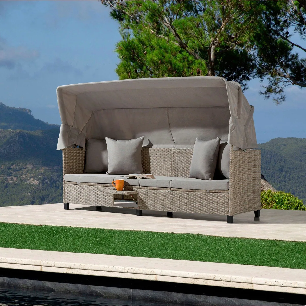 KONIFERA Loungesofa Alabama, 200x133x60 cm, Polyrattan, inkl. Auflage 2