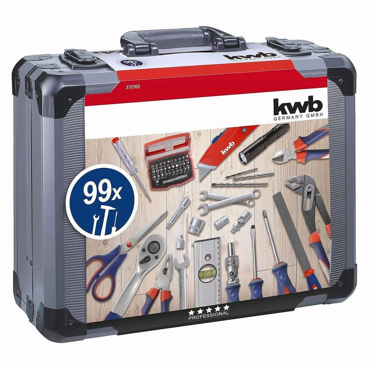 kwb Werkzeugkoffer 99-teilig, robust, mobil, vielseitig einsetzbar