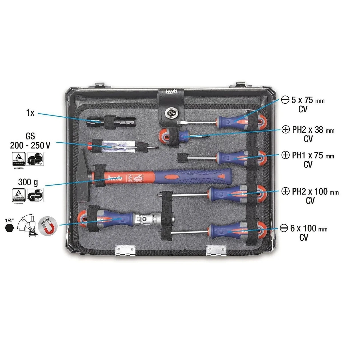 kwb Werkzeugkoffer 99-teilig, robust, mobil, vielseitig einsetzbar 3