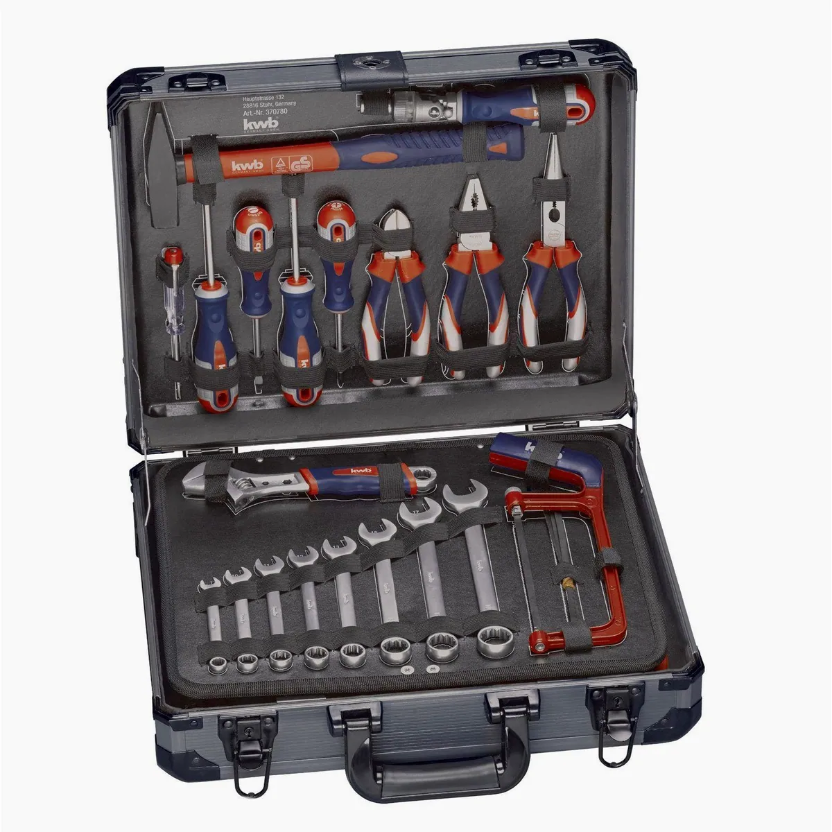 kwb Werkzeugset 129-teilig, stabiler Aluminium-Koffer, ergonomische Griffe
