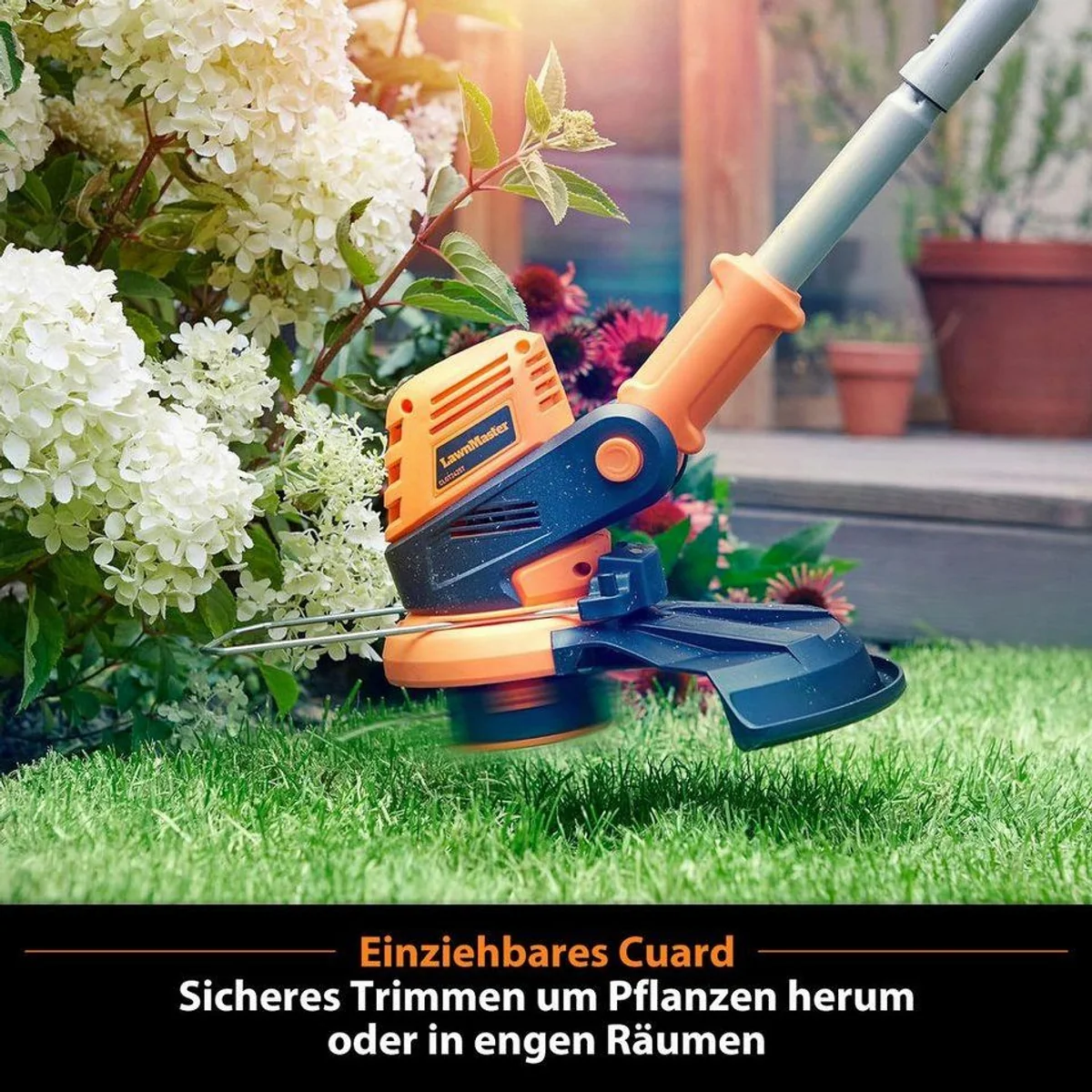 Lawnmaster OcuMow Rasenmähroboter, kabelloser 24V MAX, 300 m² Fläche, 10-Zoll Trimmer-Kombi 3