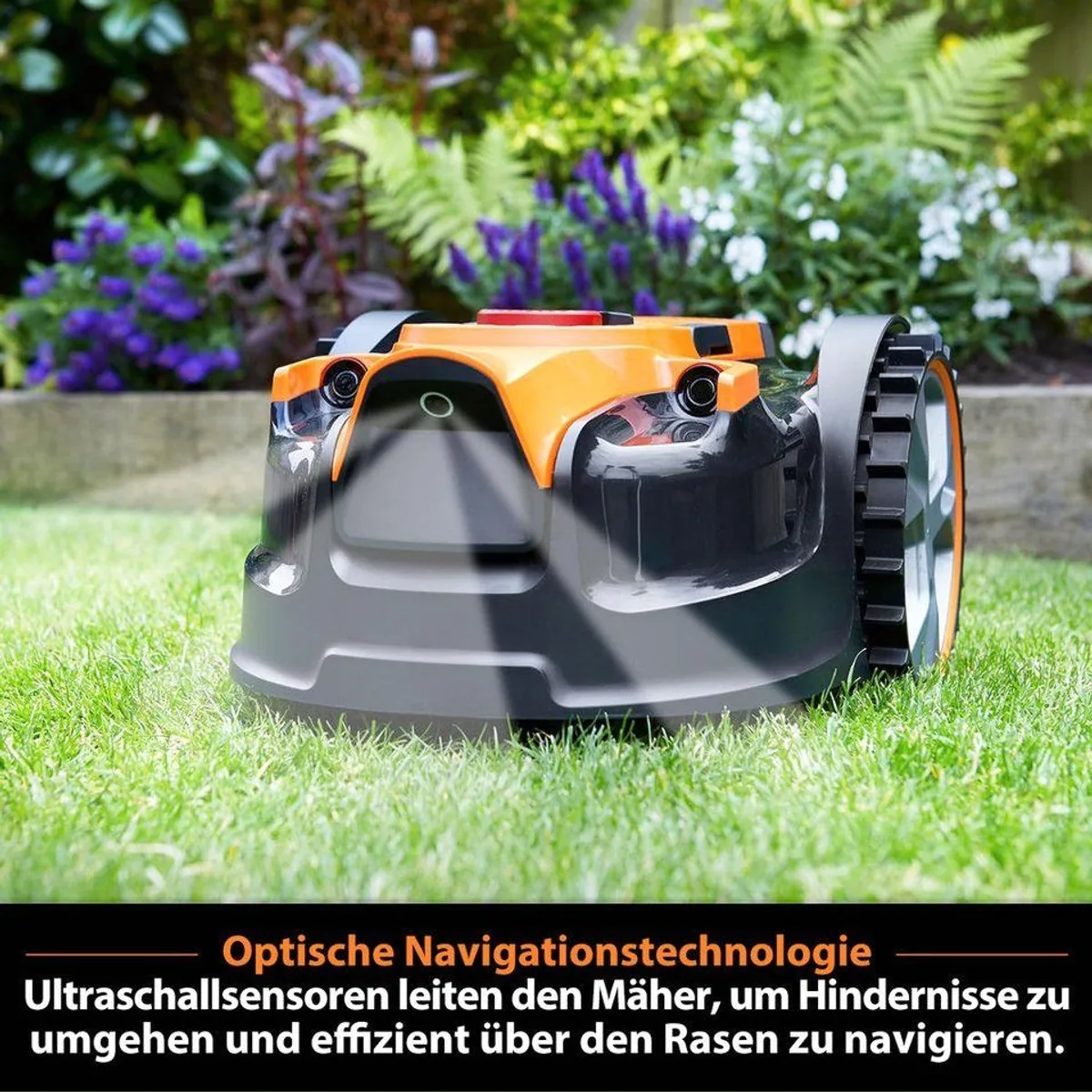 Lawnmaster OcuMow Rasenmähroboter, kabelloser 24V MAX, 300 m² Fläche, 10-Zoll Trimmer-Kombi 4