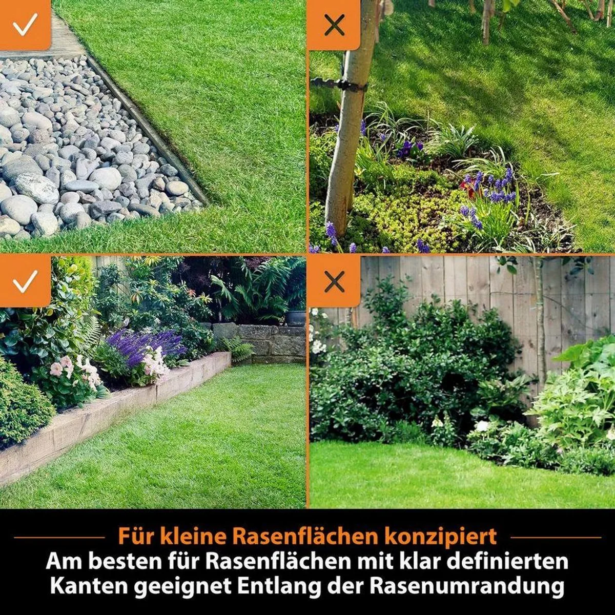 Lawnmaster OcuMow Rasenmähroboter, kabelloser 24V MAX, 300 m² Fläche, 10-Zoll Trimmer-Kombi 5