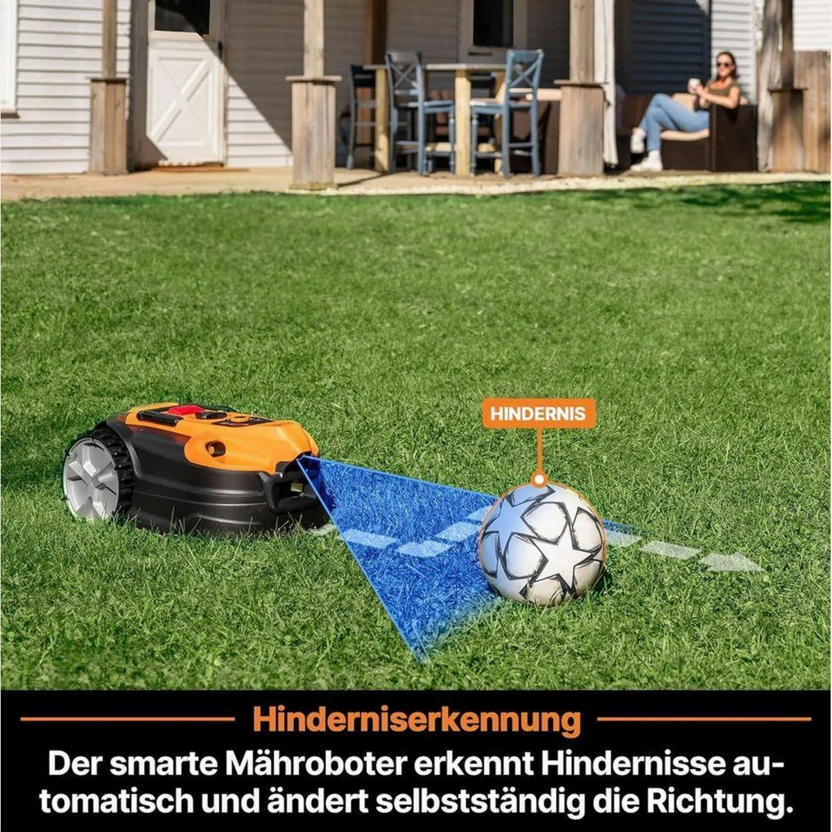 Lawnmaster OcuMow 18, Rasenmähroboter ohne Begrenzungskabel, WiFi & Bluetooth, Hindernisvermeidung 4