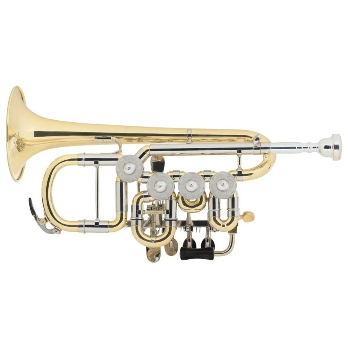 Lechgold Piccolo-Trompete PT-21/4L, 4 Mundrohre, ergonomische Daumenstütze, Messing — ideal für passionierte Bläser 2