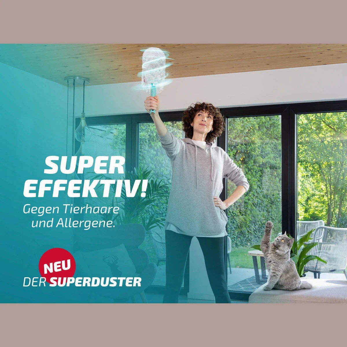 Leifheit SUPERDUSTER Staubwischer, 360° Mikrofaser, waschbare Bezüge, ergonomischer Griff 5