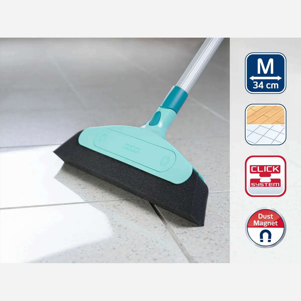 Leifheit Schaumstoffbesen Classic, 2-tlg, für Allergiker, flexible Reinigung, 34 cm Kehrbreite 2