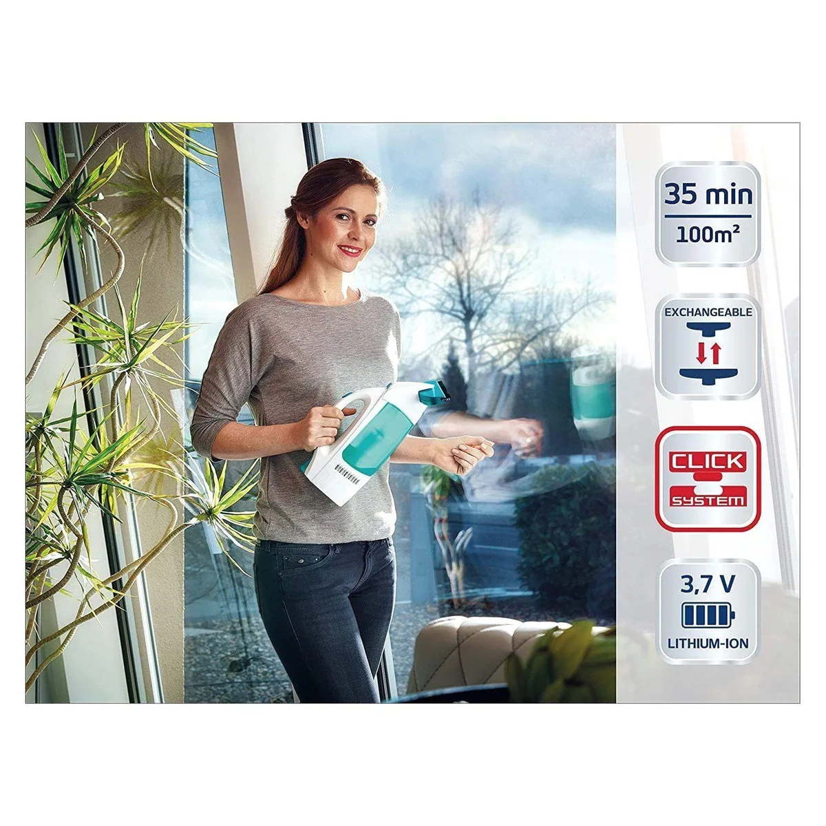 Leifheit Multi-Sauger 51001 Dry & Clean, streifenfreies Saugen, lange Laufzeit, Click-System 2