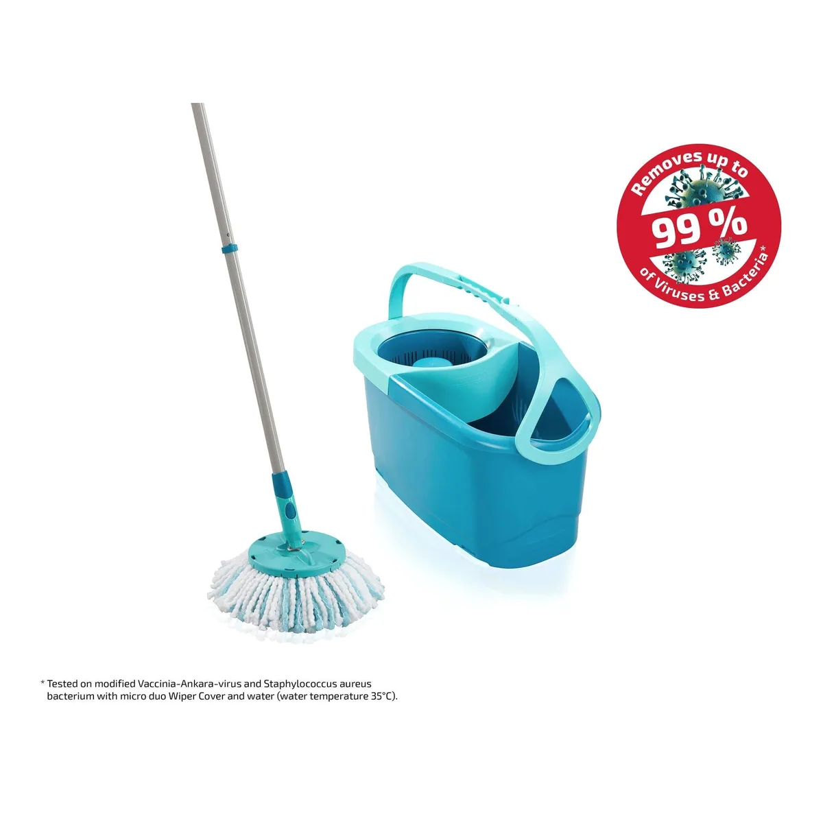 Leifheit CLEAN TWIST Disc Mop Ergo, 360° Gelenk, Teleskopstiel, müheloses Ausschleudern 2