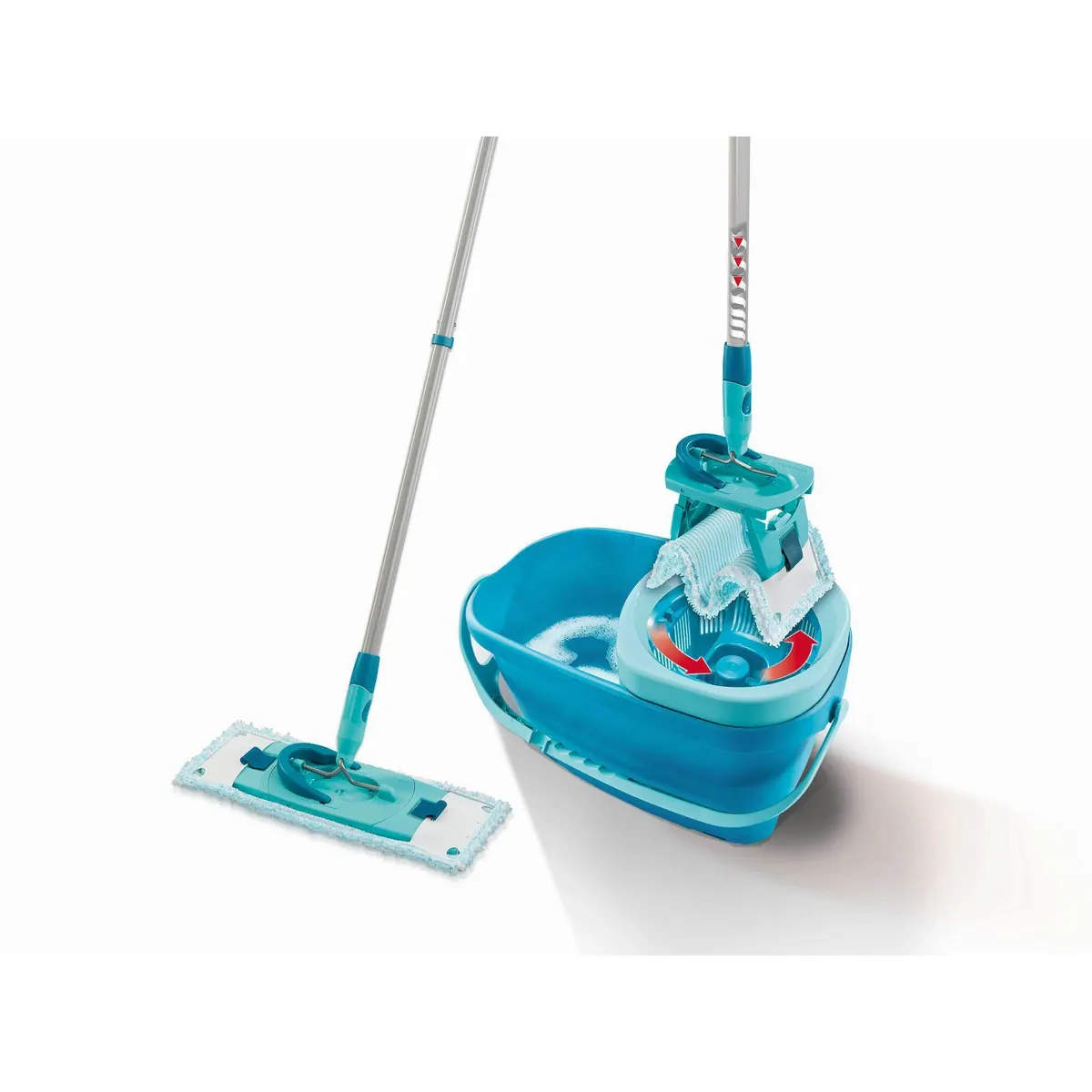 Leifheit CLEAN TWIST M Ergo Bodenwischer-Set, 360° Gelenk, längenverstellbar, mit Schleudersieb