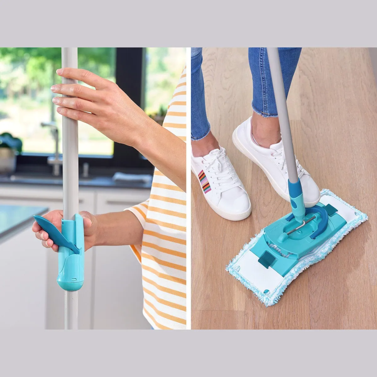 Leifheit Bodenwischer-Set CLEAN TWIST M Ergo Mobile, 360° Gelenk, längenverstellbar, mit Rollen 4